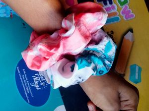 Floral Pink And Blue Fuller Scrunchies.