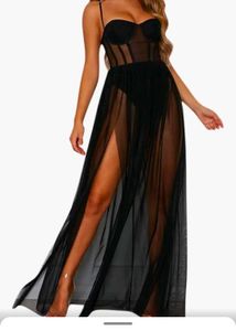 Sheer Black Corset Maxi Dress