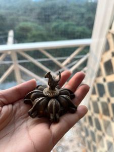 Brass Peacock Design Multi Compartment Kumkum Box