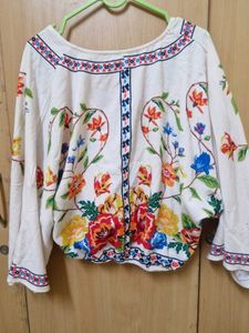 Floral Print Wrap Top