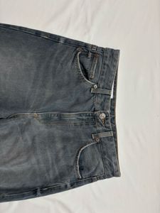 ZARA Wide Leg Gray Denim Jeans