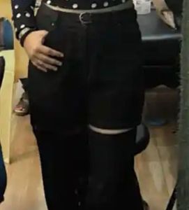 Sassfras Baggy Black Cut-Out Wide Leg Jeans