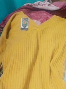 Mustard/yellow V-Neck Knit dress