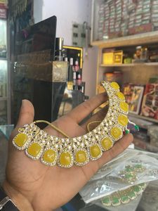 Yellow Stone Kundan Necklace