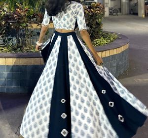 Blue Mirror Work Lehenga Choli