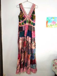 Cottagecore Dress Embroidered Maxi