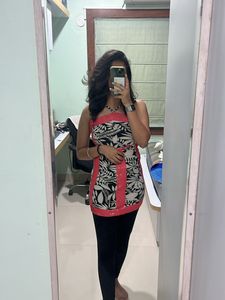 Alter Neck Printed Mini Dress