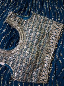 Teal Sequined Lehenga Choli L Size