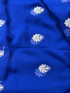 Royal Blue Embroidered Saree