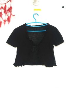 Black Knit Cropped Cardigan