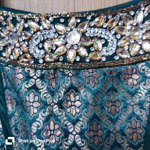 New green embellished Designer Lehenga Choli.