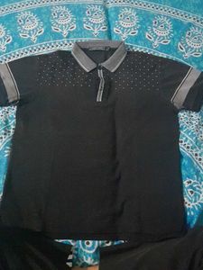 Black Dotted Polo Shirt