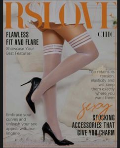 White Striped Thigh High Stockings