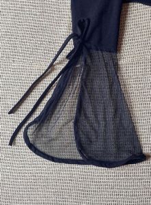 Black Net Flare Sleeves Top