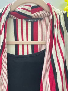 Formal Coat Type Striped Top