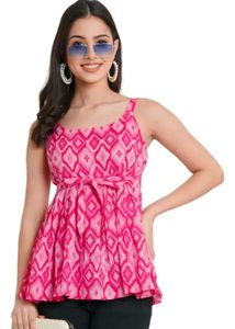 Pink Diamond Print Tie-Waist Top