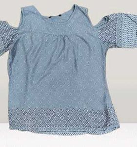 Blue Cold Shoulder Top