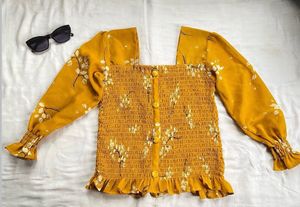 Yellow Square Neck Top