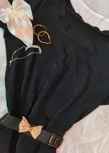 Shimmery Black Bodycon Dress For Women🎀