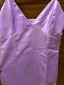 Lilac Satin Mini Slip Dress