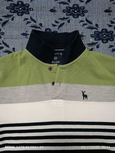 Flick Striped Polo T Shirt (💚 🤍 💙)