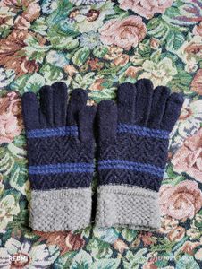 Striped Wool Blend Gloves