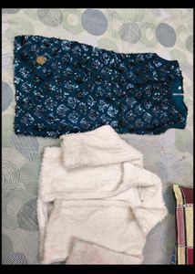 Stylish Top & Fuzzy Jacket for 4-6 years