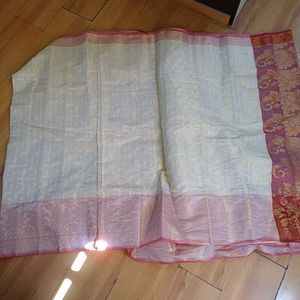 Brand New Cotton Saree + Blouse With Zari Thread