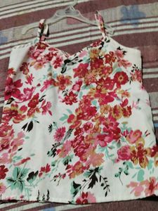 Pink And White Floral Top