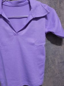 Polo Neck Top, Tunic - Crop Top For Women T-shirt