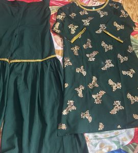 Green Floral Kurta Palazzo Set