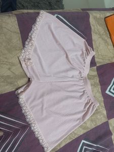 Pink Lace Trim Shorts
