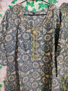 Floral Print Kurti Pajama Set