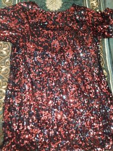 Red And Black Sparkling One Piece Dress🦋
