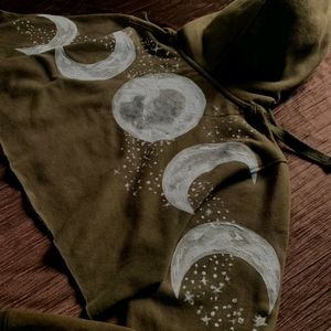 MOON CYCLE HAND PAINTED CROP HOODIE
