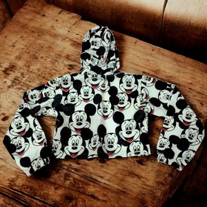 Cartoon Print Hoodie – Oversized Cute Crop Top