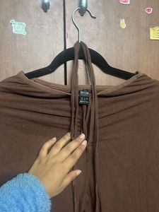 Brown Tie Detail Lounge Pants