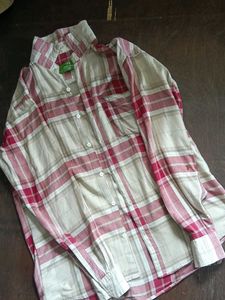 Red & Beige Plaid Shirt