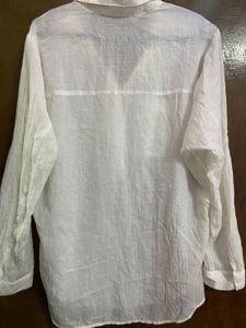 White Linen Blend Tunic Top