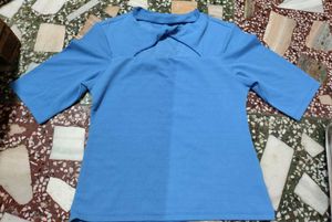 Chic Blue Cutout Top