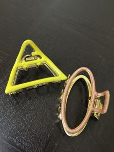 Claw Clips - Yellow Triangle &amp; Pink Oval