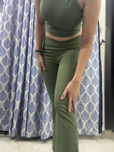 Green Color Cord Set With Matching Heels