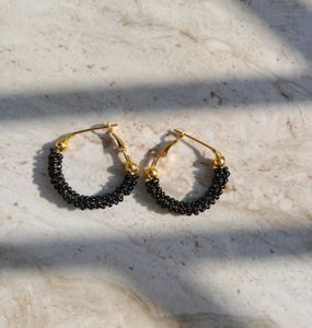 Black Headed Hoop Earrings