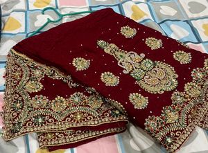 Heavy Bridal Embroidery Work Saree❤️