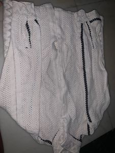 White Crochet Shorts with Black Trim
