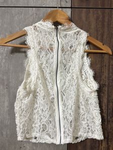 Zara Lace Top With Metal Zipper