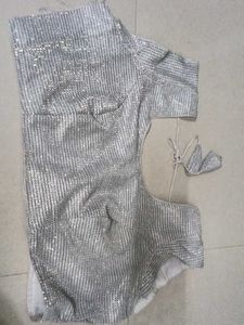 White Colour Shinny Blouse Festive Wear