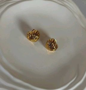 Gold Heart Stud Antiturnish Earrings