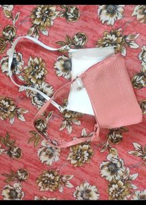 White And Pink Sling Bags🧡