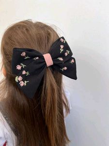 Floral Embroidered Hair Bow